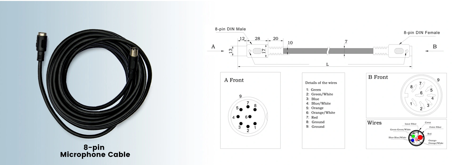 Cable DCN de 8 clavijas de la serie D62 (10m)