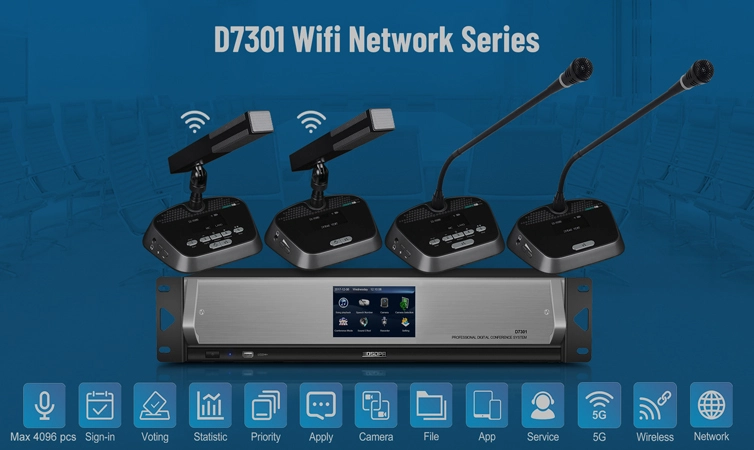 Solución del sistema de conferencia WiFi 5G para la sala de conferencias D7301