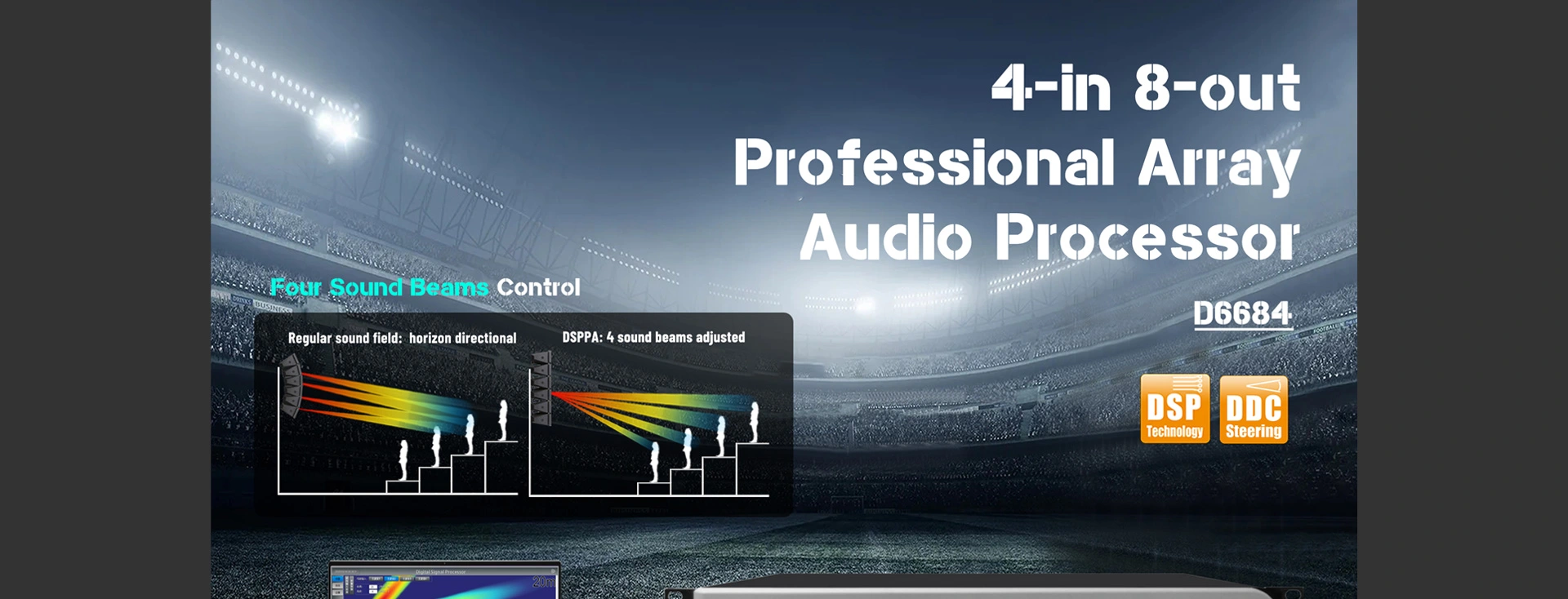 Procesador de audio de matriz profesional 4 en 8