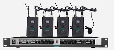 4 canales receptor de micrófono de diversidad verdadera (micrófono de 4 collares)