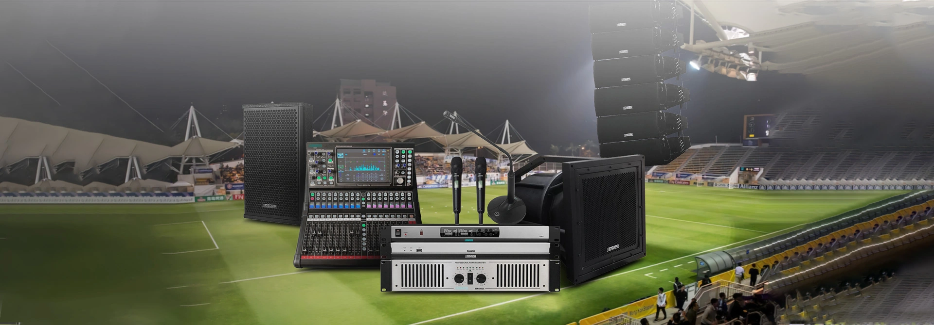 Solución de sistema de sonido profesional para un estadio de fútbol